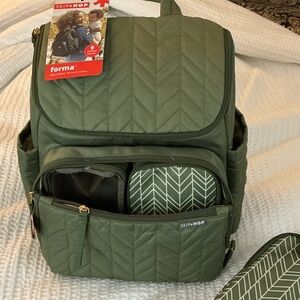 Skip Hop Olive Quilted Backpack NWT.